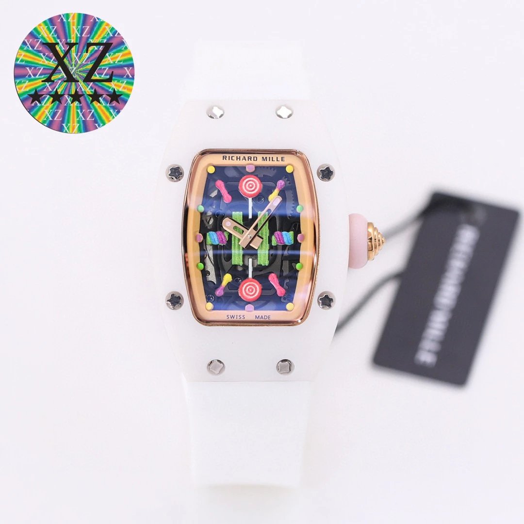 Richard Mille Watches Tonneau Crystal-Set Watch with Rubber Strap image 15