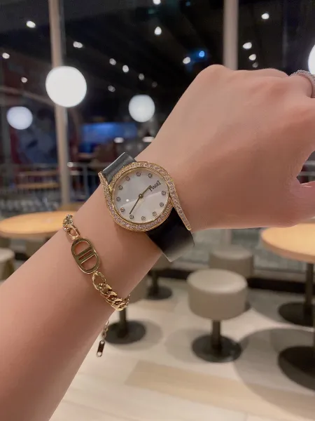 Design Piaget Limelight Gala Rose Gold Diamond-Set Black Leather Watch Watches - 53