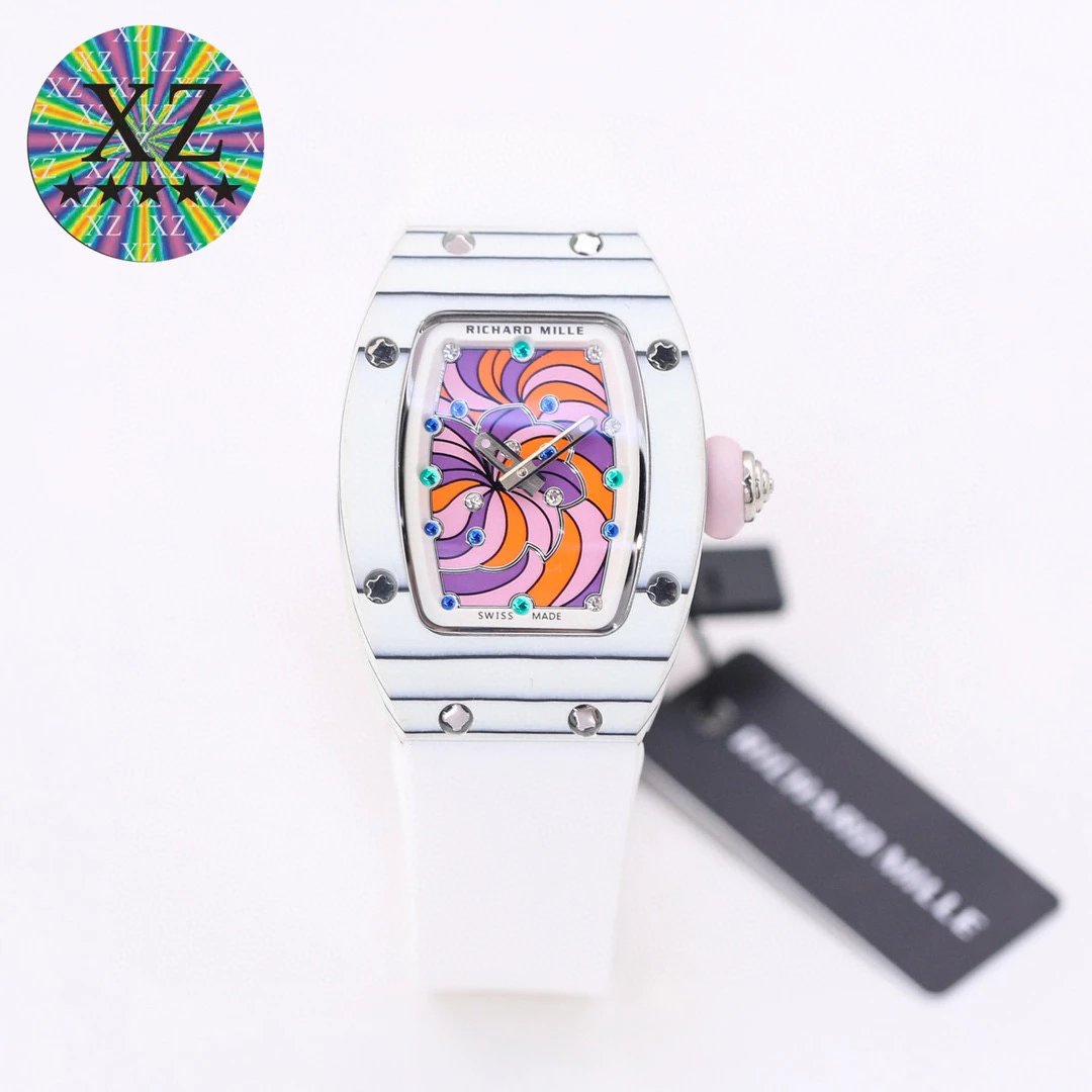 Richard Mille Watches Tonneau Crystal-Set Watch with Rubber Strap image 13