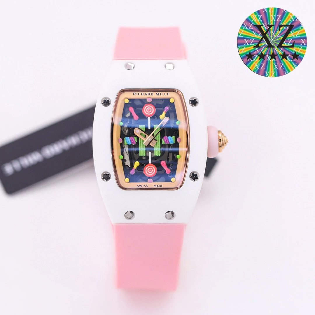 Richard Mille Watches Tonneau Crystal-Set Watch with Rubber Strap image 11