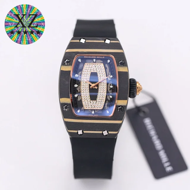 Richard Mille Watches Tonneau Crystal-Set Watch with Rubber Strap product detail image 14