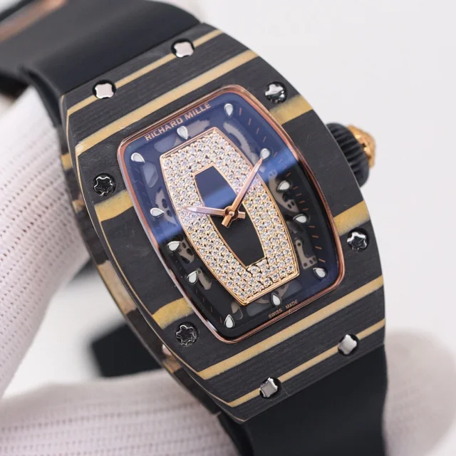 Richard Mille Watches Tonneau Crystal-Set Watch with Rubber Strap product detail image 15