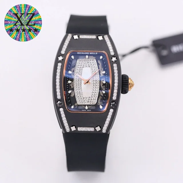 Richard Mille Watches Tonneau Crystal-Set Watch with Rubber Strap product detail image 1