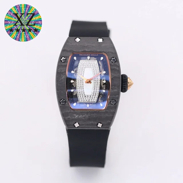 Richard Mille Watches Tonneau Crystal-Set Watch with Rubber Strap product detail image 9