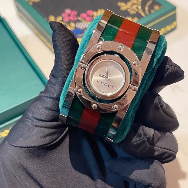 Gucci G-Timeless Chronograph Green Red Stripe Silver Watch Watches - 2