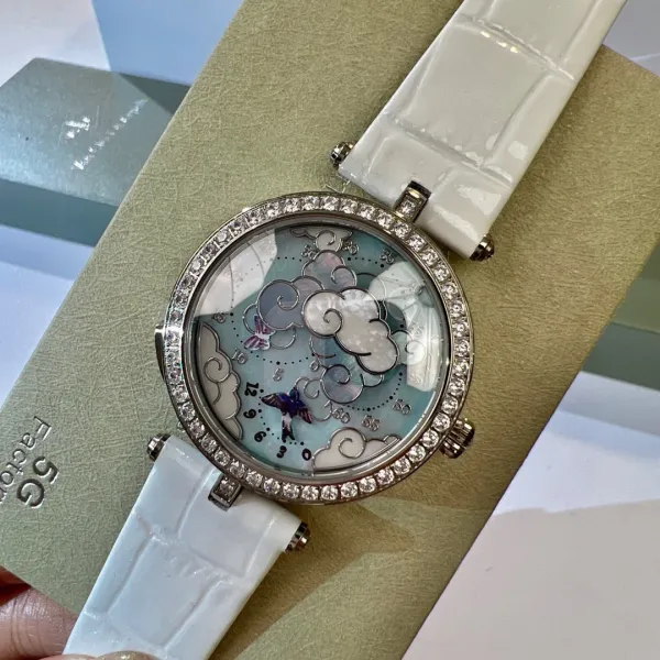 Van Cleef & Arpels Poetic Complications Clouds and Swallows White Mother-of-Pearl Dial White Alligator Strap Watch Watches - 6