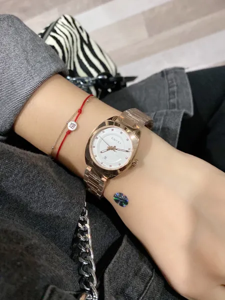 Gucci G-Timeless Small Rose Gold White Dial Quartz Watch Watches - 16