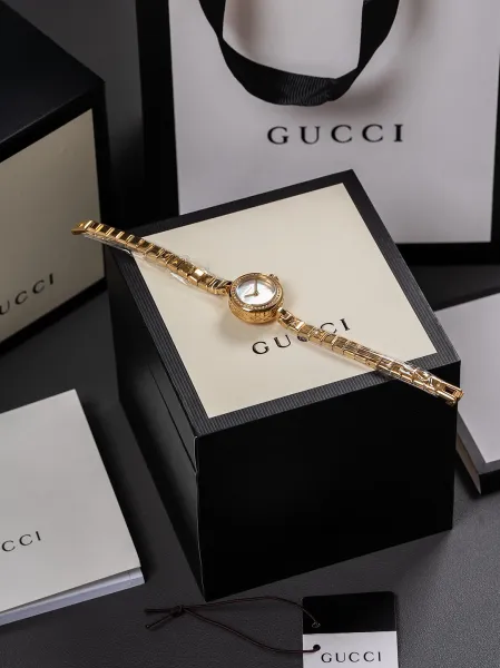 Gucci G-Timeless Mini Black Dial Gold-Tone Diamond-Set Watch Watches - 40