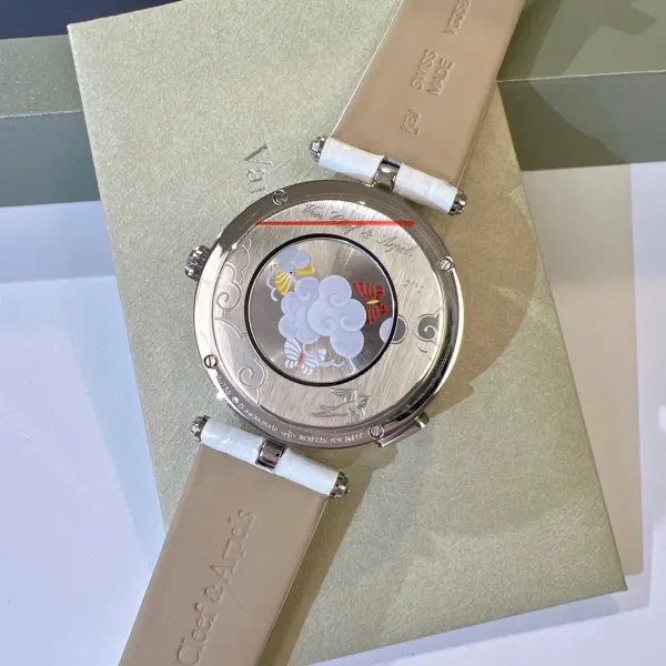 Van Cleef & Arpels Poetic Complications Clouds and Swallows White Mother-of-Pearl Dial White Alligator Strap Watch Watches - 18