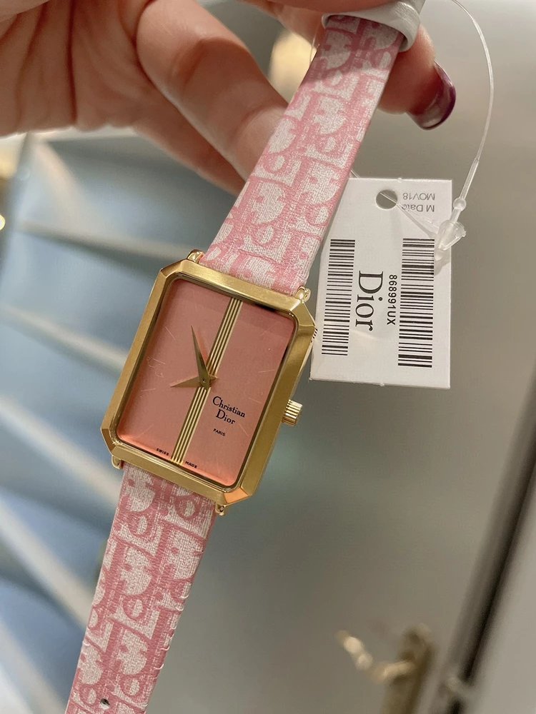 Dior Watch Pink Gold Rectangular Design