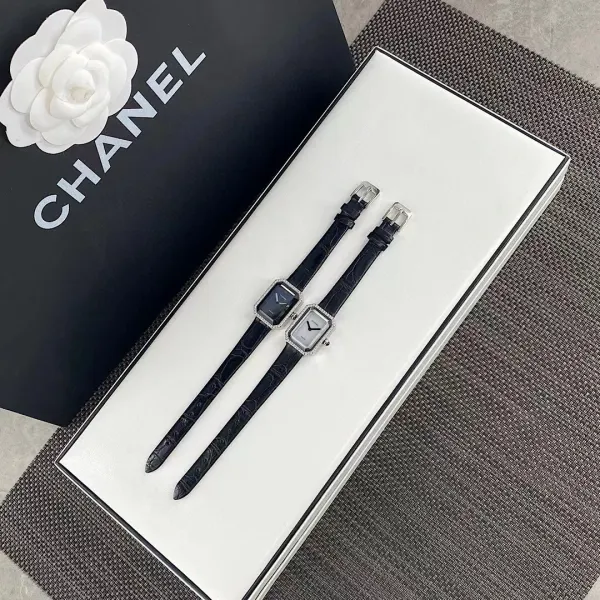 Chanel Premiere Watch Gold Diamond-Set White Dial Black Leather Strap Watches - 12