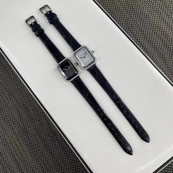 Chanel Premiere Watch Gold Diamond-Set White Dial Black Leather Strap Watches - 13