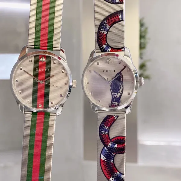 Gucci G-Timeless Web Stripe Silver Dial Quartz Watch Watches - 6