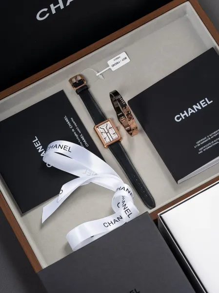 Chanel Mademoiselle Privé Watch Black and Gold Quartz Watch with Leather Strap Watches - 27