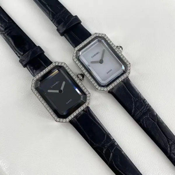 Chanel Premiere Watch Gold Diamond-Set White Dial Black Leather Strap Watches - 23