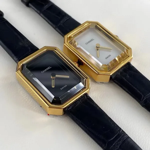 Chanel Premiere Watch Gold Diamond-Set White Dial Black Leather Strap Watches - 50