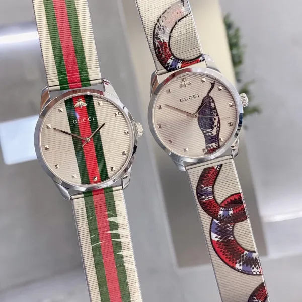 Gucci G-Timeless Web Stripe Silver Dial Quartz Watch Watches - 5