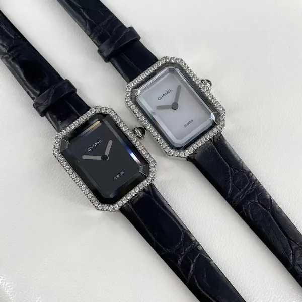 Chanel Premiere Watch Gold Diamond-Set White Dial Black Leather Strap Watches - 15