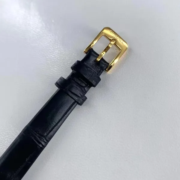 Chanel Premiere Watch Gold Diamond-Set White Dial Black Leather Strap Watches - 38