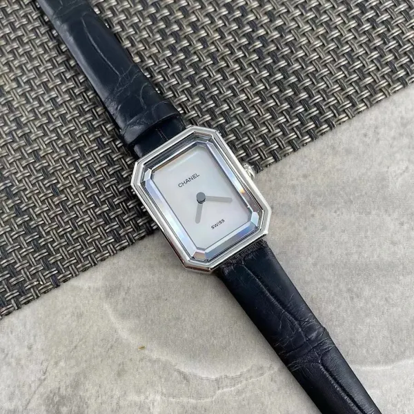 Chanel Premiere Watch Gold Diamond-Set White Dial Black Leather Strap Watches - 44