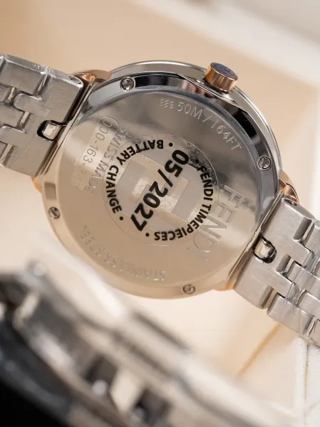 Fendi FF Logo Chronograph Rose Gold and Silver Watch Watches - 11