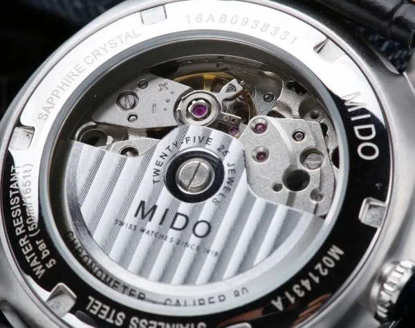 Design Mido Chronometer Automatic White Dial Black Leather Strap Mechanical Watch - 10