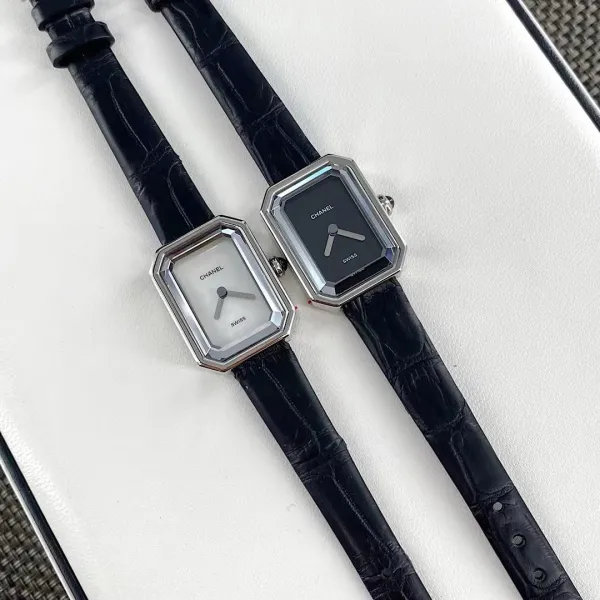 Chanel Premiere Watch Gold Diamond-Set White Dial Black Leather Strap Watches - 41