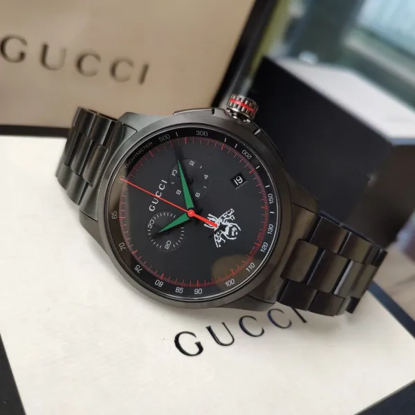 Gucci Grip Chronograph Black Matte with Green and Red Accents Watch Watches - 30