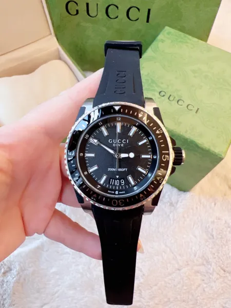Gucci Dive Cat White Rubber Strap Watch Watches - 32