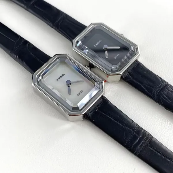 Chanel Premiere Watch Gold Diamond-Set White Dial Black Leather Strap Watches - 42