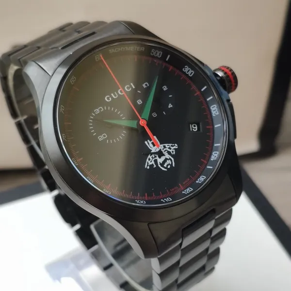 Gucci Grip Chronograph Black Matte with Green and Red Accents Watch Watches - 31