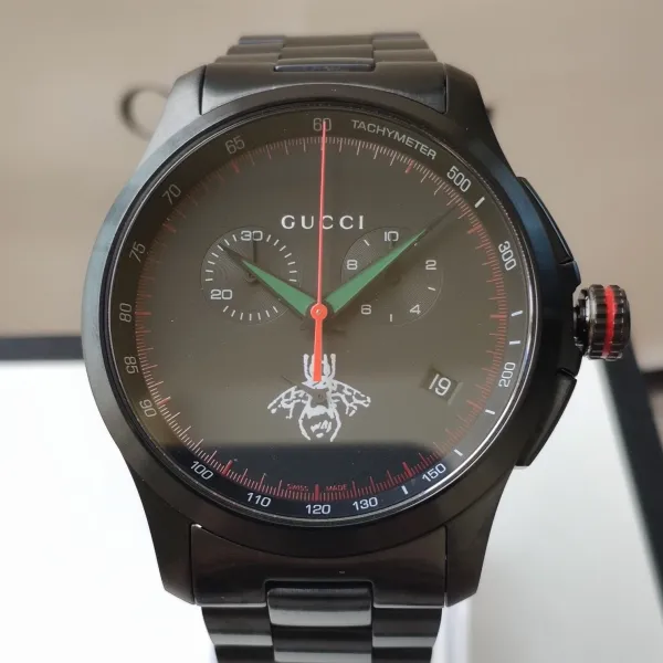 Gucci Grip Chronograph Black Matte with Green and Red Accents Watch Watches - 27