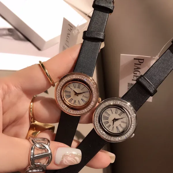 Design Piaget Possession White Strap Rose Gold Diamond Bezel Quartz Watch Watches - 38