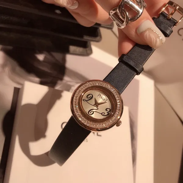 Design Piaget Possession White Strap Rose Gold Diamond Bezel Quartz Watch Watches - 24