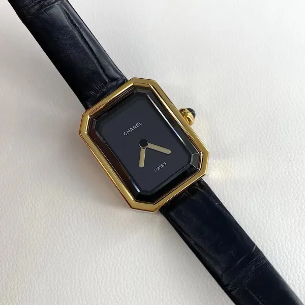 Chanel Premiere Watch Gold Diamond-Set White Dial Black Leather Strap Watches - 51