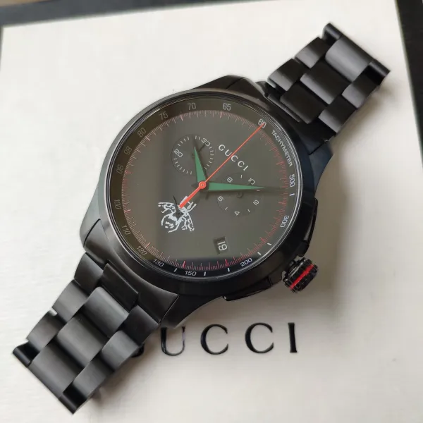 Gucci Grip Chronograph Black Matte with Green and Red Accents Watch Watches - 29