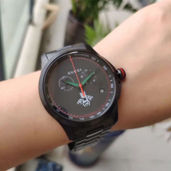 Gucci Grip Chronograph Black Matte with Green and Red Accents Watch Watches - 33
