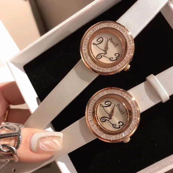 Design Piaget Possession White Strap Rose Gold Diamond Bezel Quartz Watch Watches - 11
