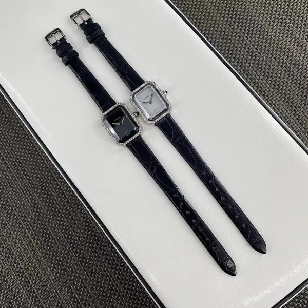 Chanel Premiere Watch Gold Diamond-Set White Dial Black Leather Strap Watches - 22