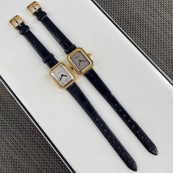 Chanel Premiere Watch Gold Diamond-Set White Dial Black Leather Strap Watches - 4