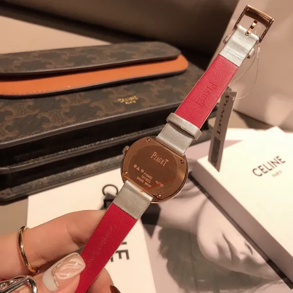 Design Piaget Possession White Strap Rose Gold Diamond Bezel Quartz Watch Watches - 52