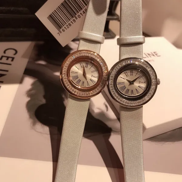Design Piaget Possession White Strap Rose Gold Diamond Bezel Quartz Watch Watches - 49