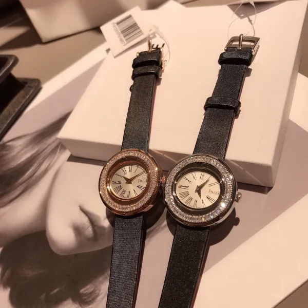 Design Piaget Possession White Strap Rose Gold Diamond Bezel Quartz Watch Watches - 40