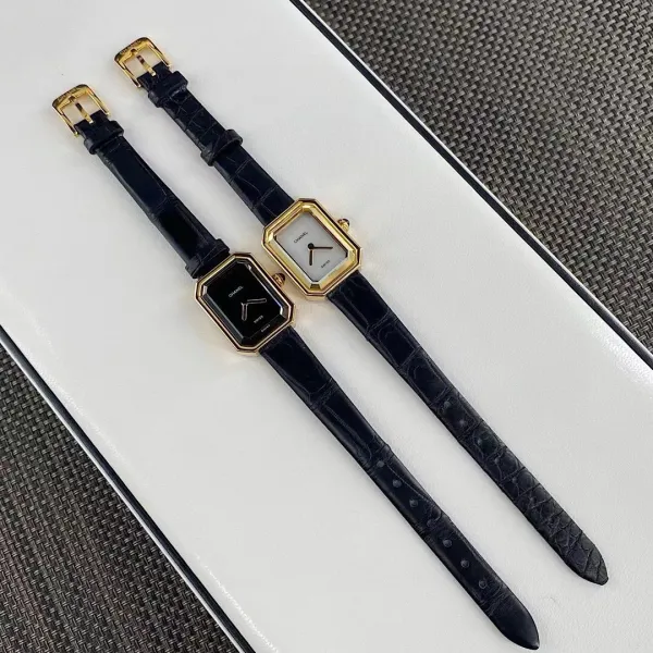 Chanel Premiere Watch Gold Diamond-Set White Dial Black Leather Strap Watches - 31