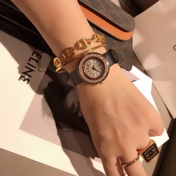 Design Piaget Possession White Strap Rose Gold Diamond Bezel Quartz Watch Watches - 46