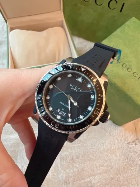Gucci Dive Cat White Rubber Strap Watch Watches - 11
