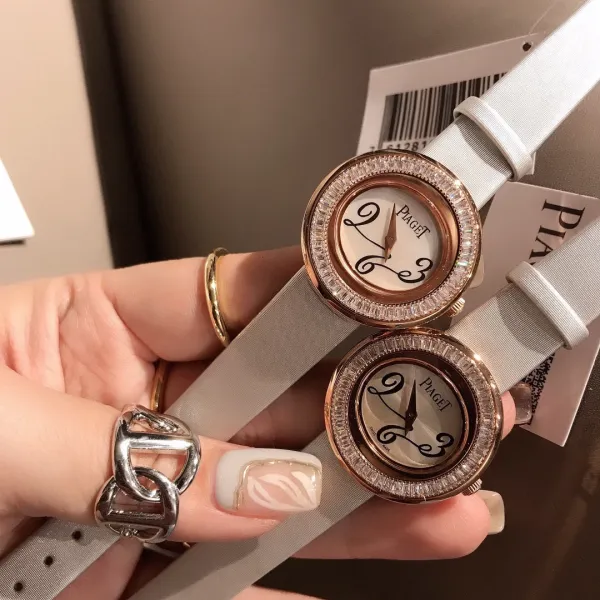 Design Piaget Possession White Strap Rose Gold Diamond Bezel Quartz Watch Watches - 12
