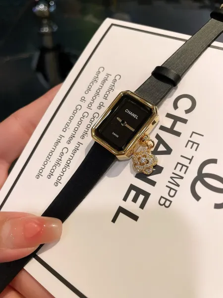 Chanel Première Rock Black Gold Quartz Watch with Camellia Charm Watches - 15