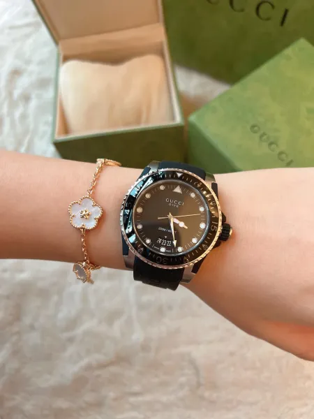 Gucci Dive Cat White Rubber Strap Watch Watches - 15