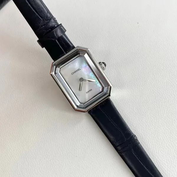 Chanel Premiere Watch Gold Diamond-Set White Dial Black Leather Strap Watches - 43